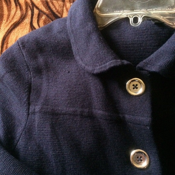 Banana Republic Knit Jacket Navy SzM Collar 4 Button Closure Fitted Pre-Owned - Picture 2 of 12